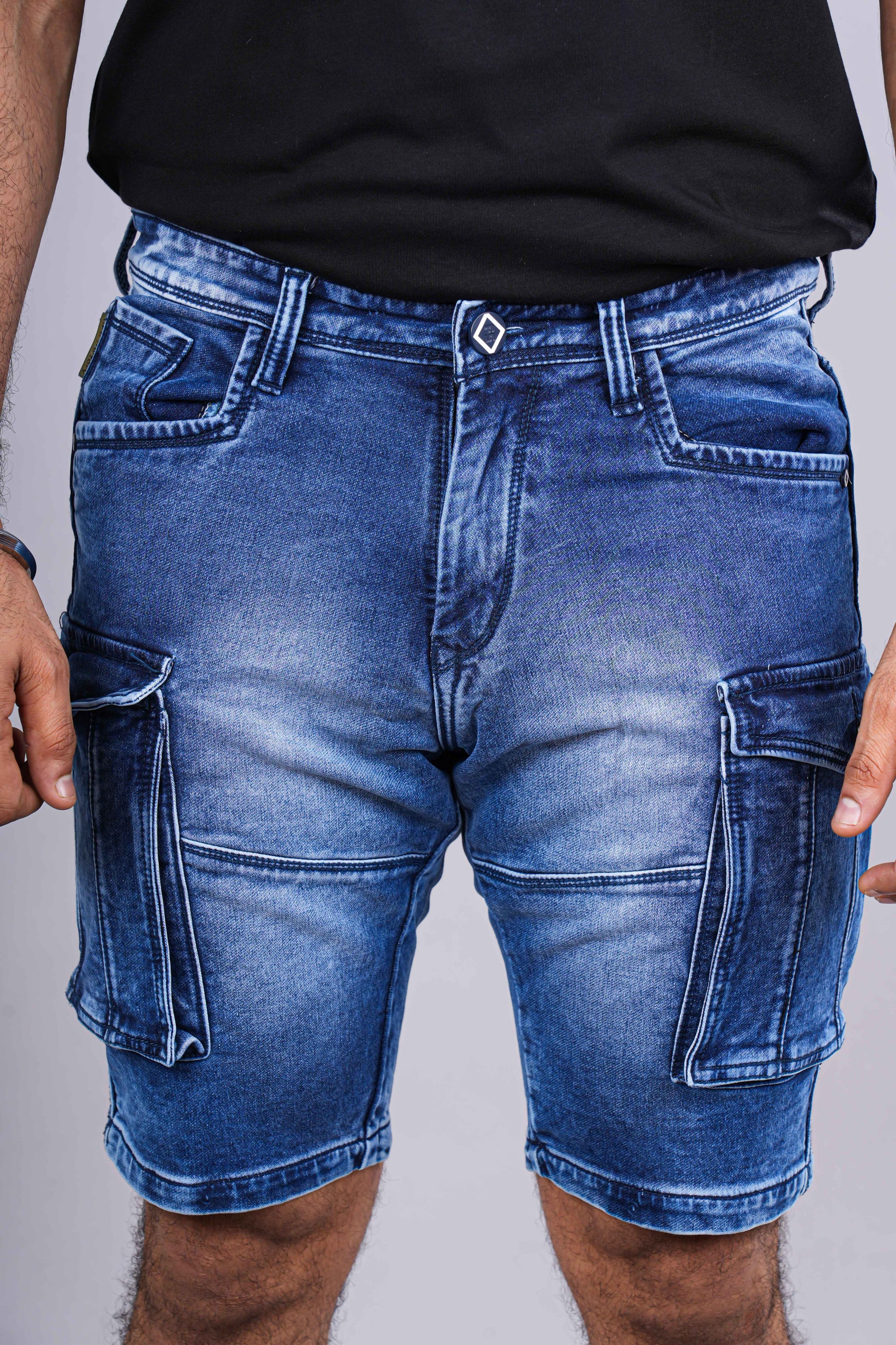 Mens blue denim shorts