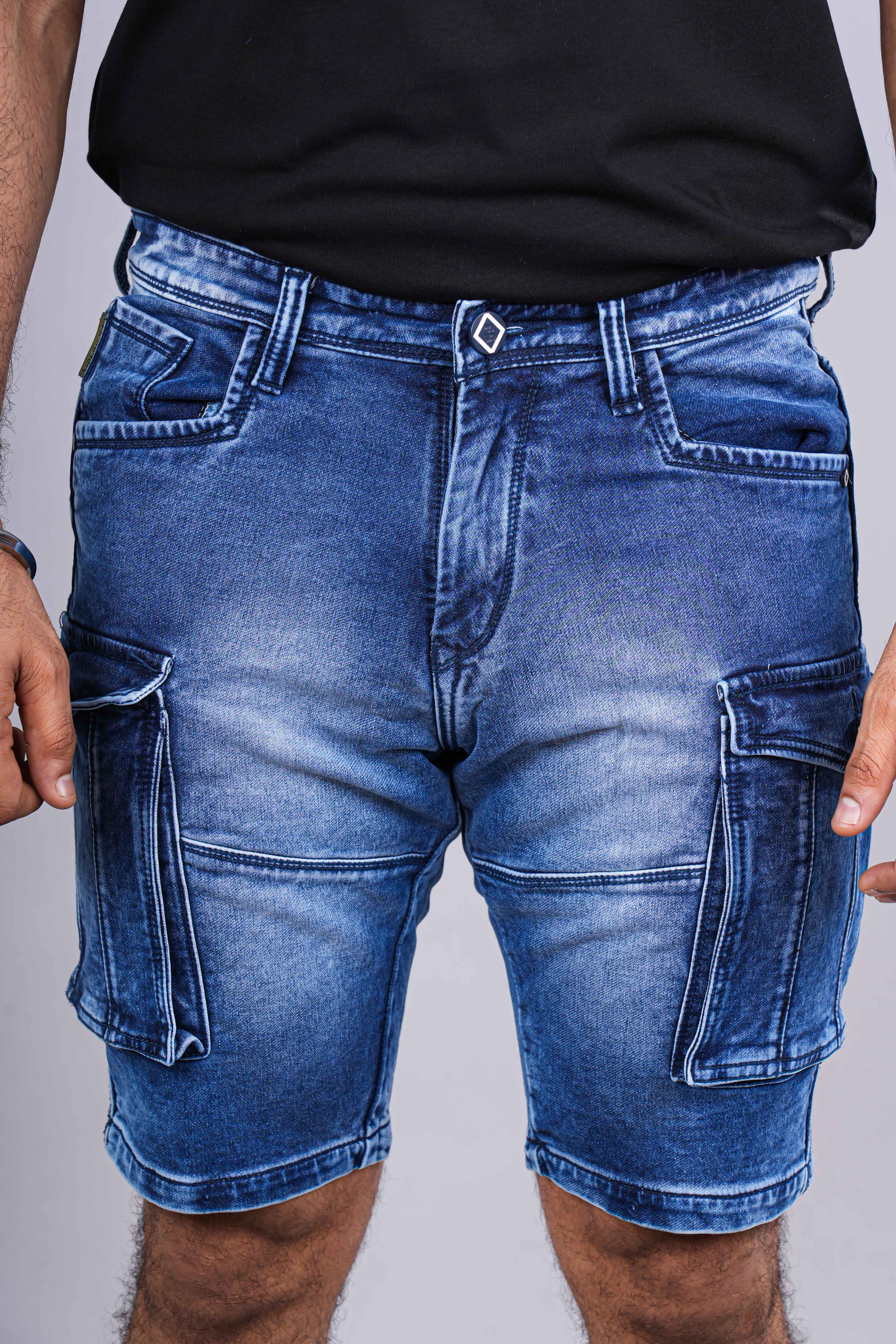 Mens blue denim shorts