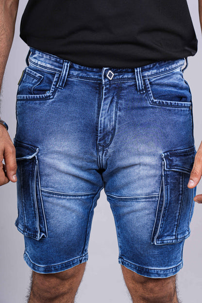 Mens blue denim shorts