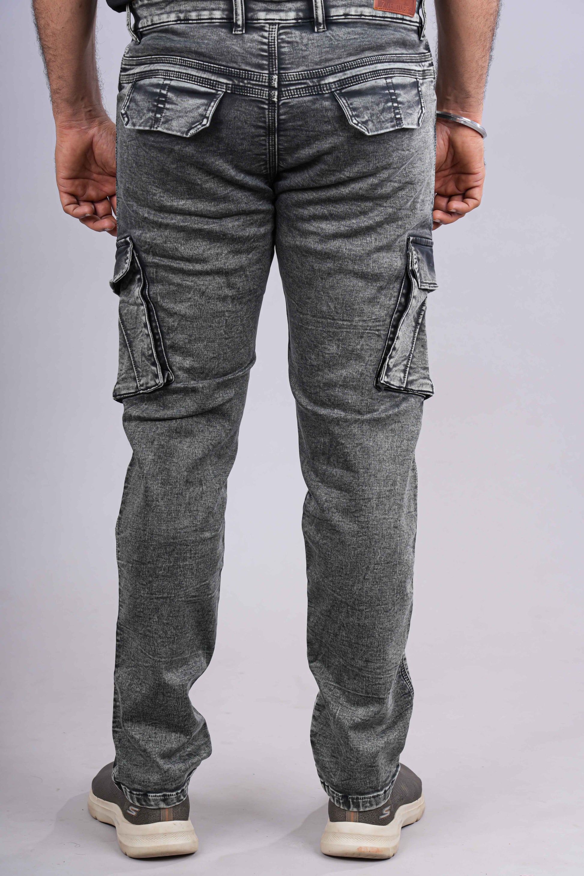 Mens casual cargo denim