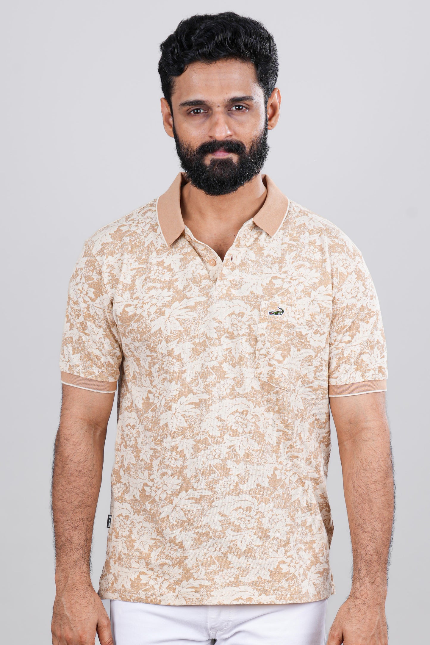 Mens floral polo tee