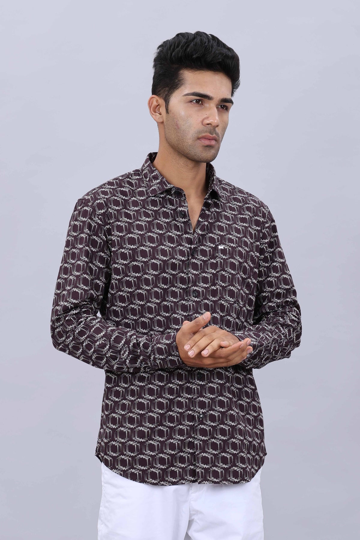 Mens slim weave shirt