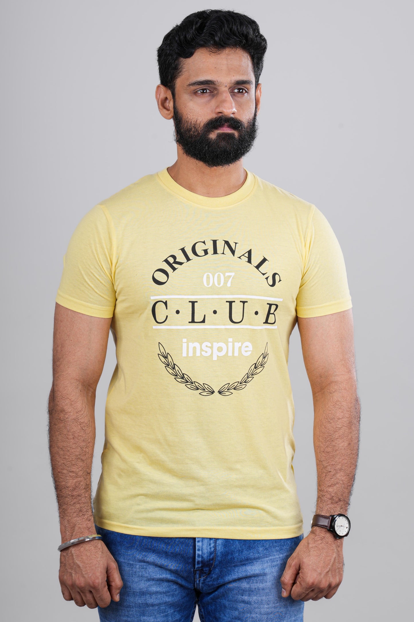 Mens yellow casual tshirt