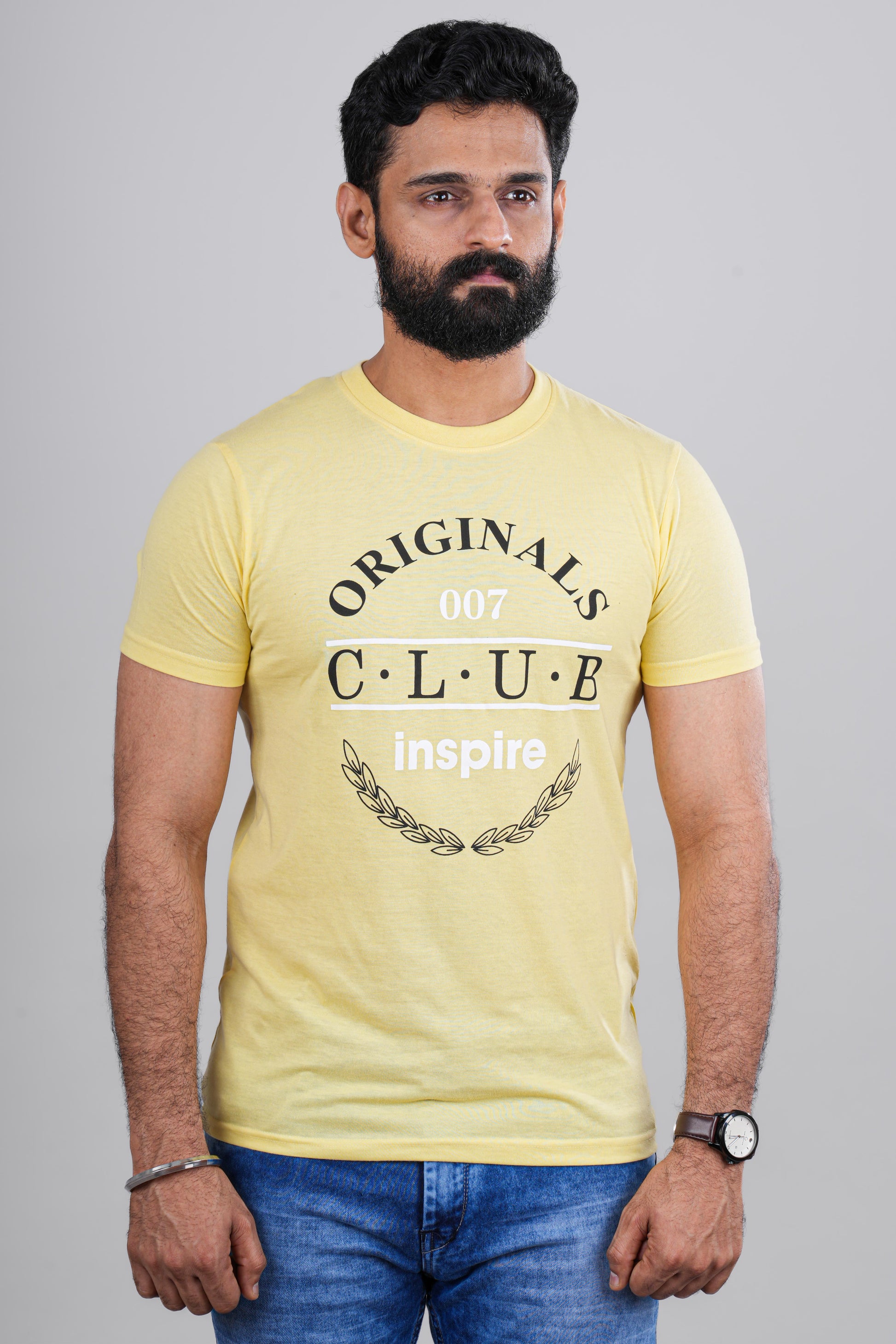 Mens yellow casual tshirt