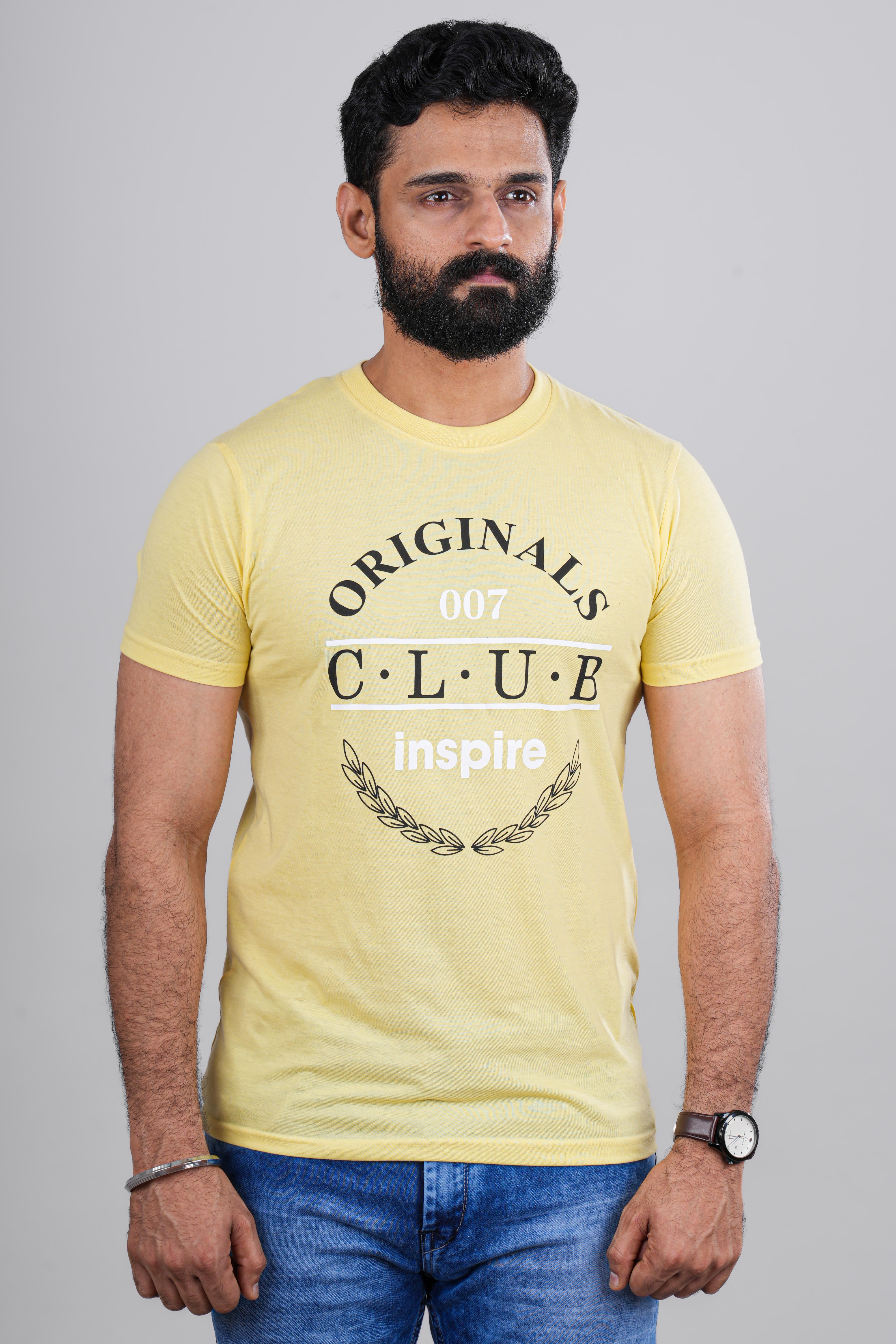 Mens yellow casual tshirt