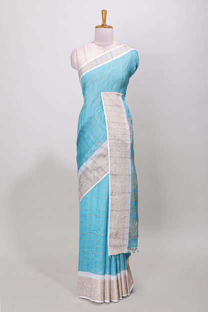 Metallic check zari design