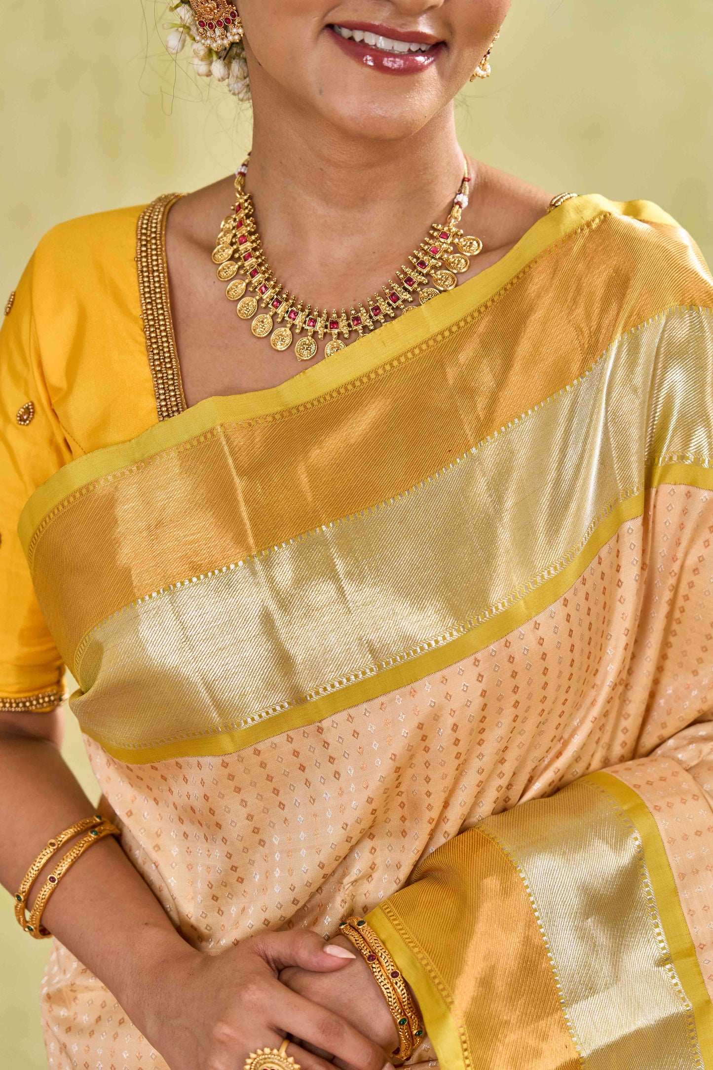 Mint jacquard silk saree