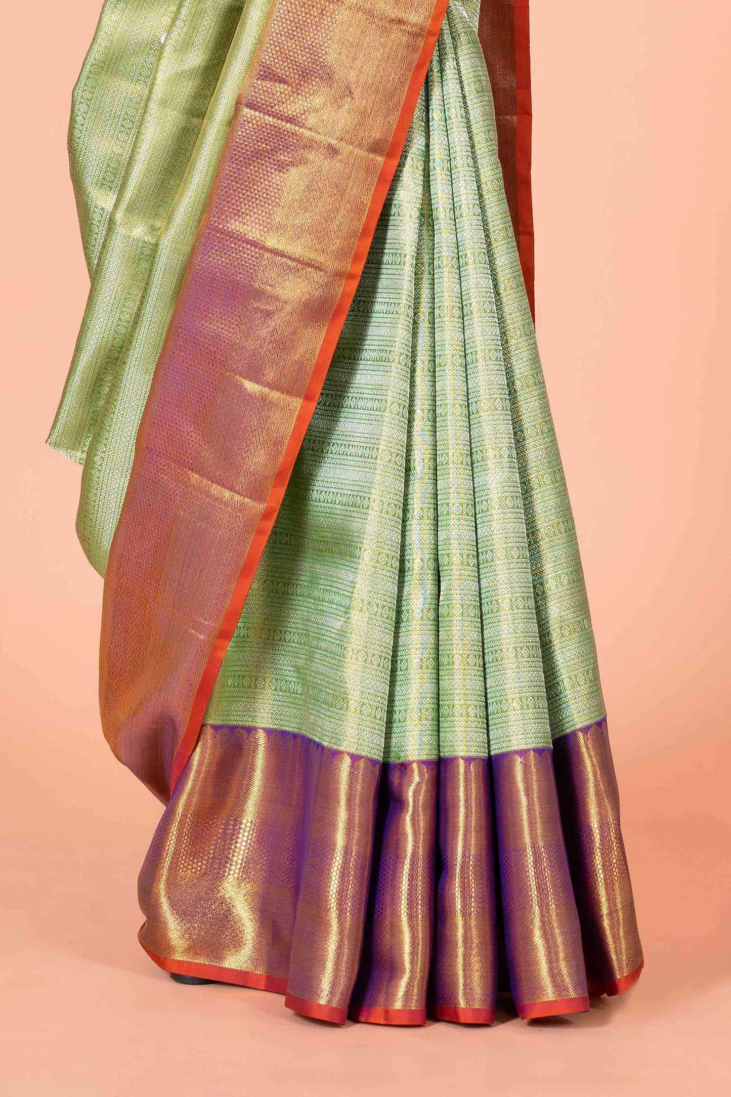 Mint purple zari saree