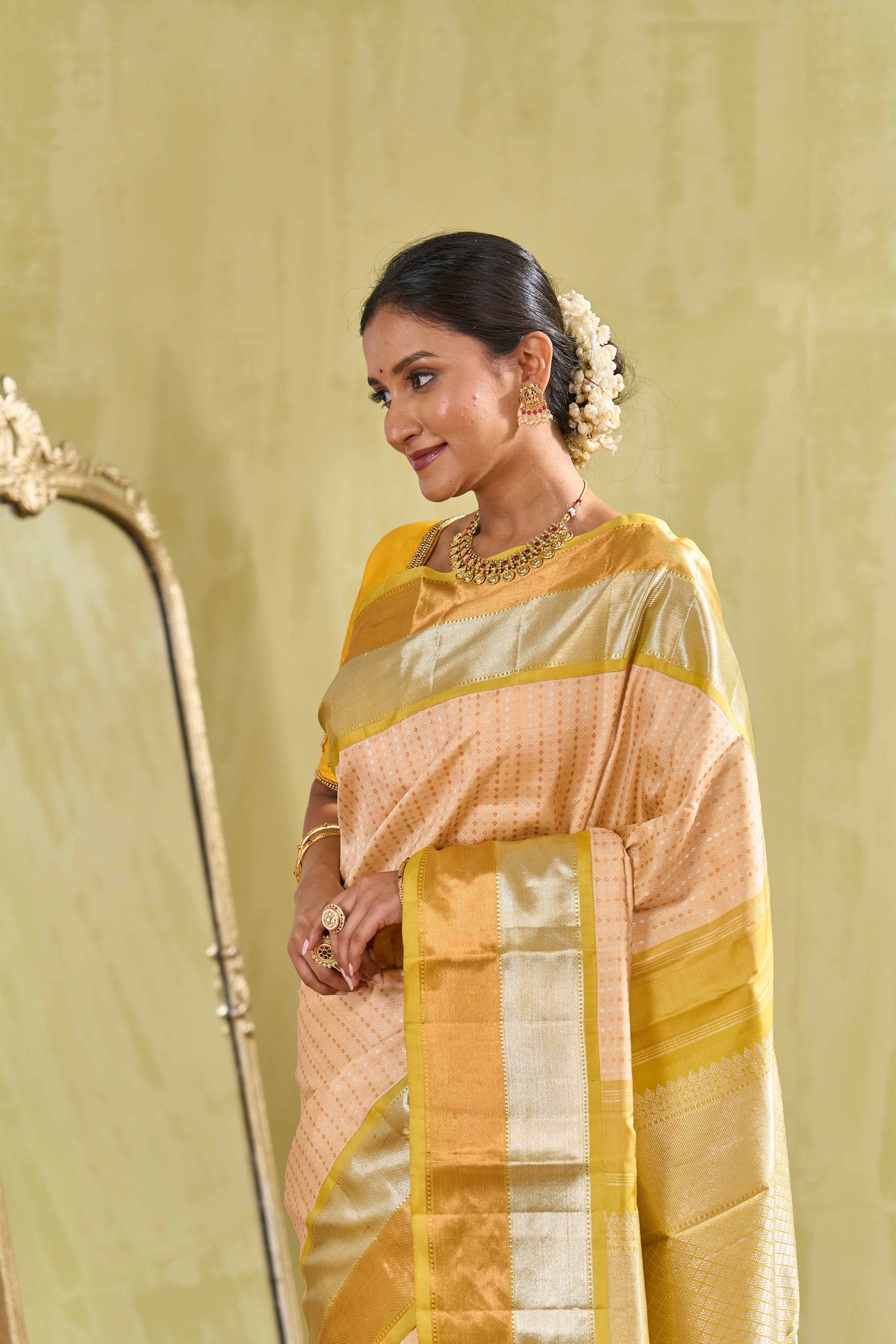 Mint silk saree with maroon zari