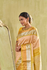 Mint silk saree with maroon zari