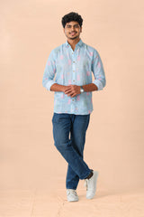 Modern blue print shirt