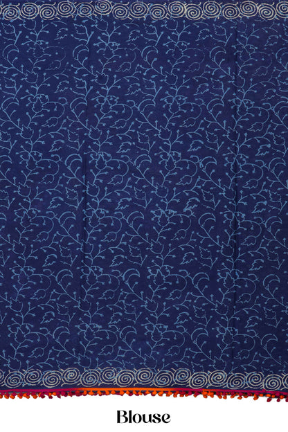 Mull cotton ajrakh print saree