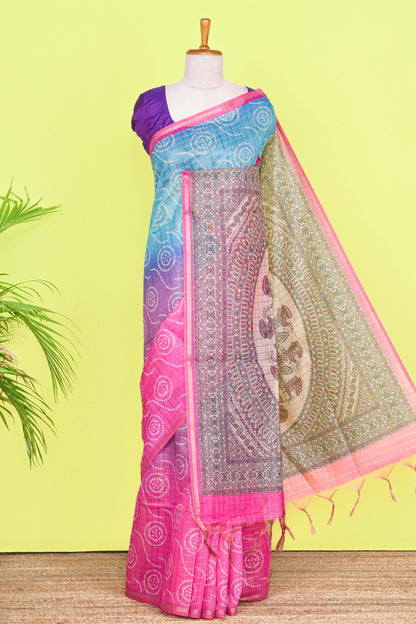 Multi color chanderi cotton saree