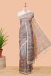 Multi color chanderi cotton saree with Mughal paisley print
