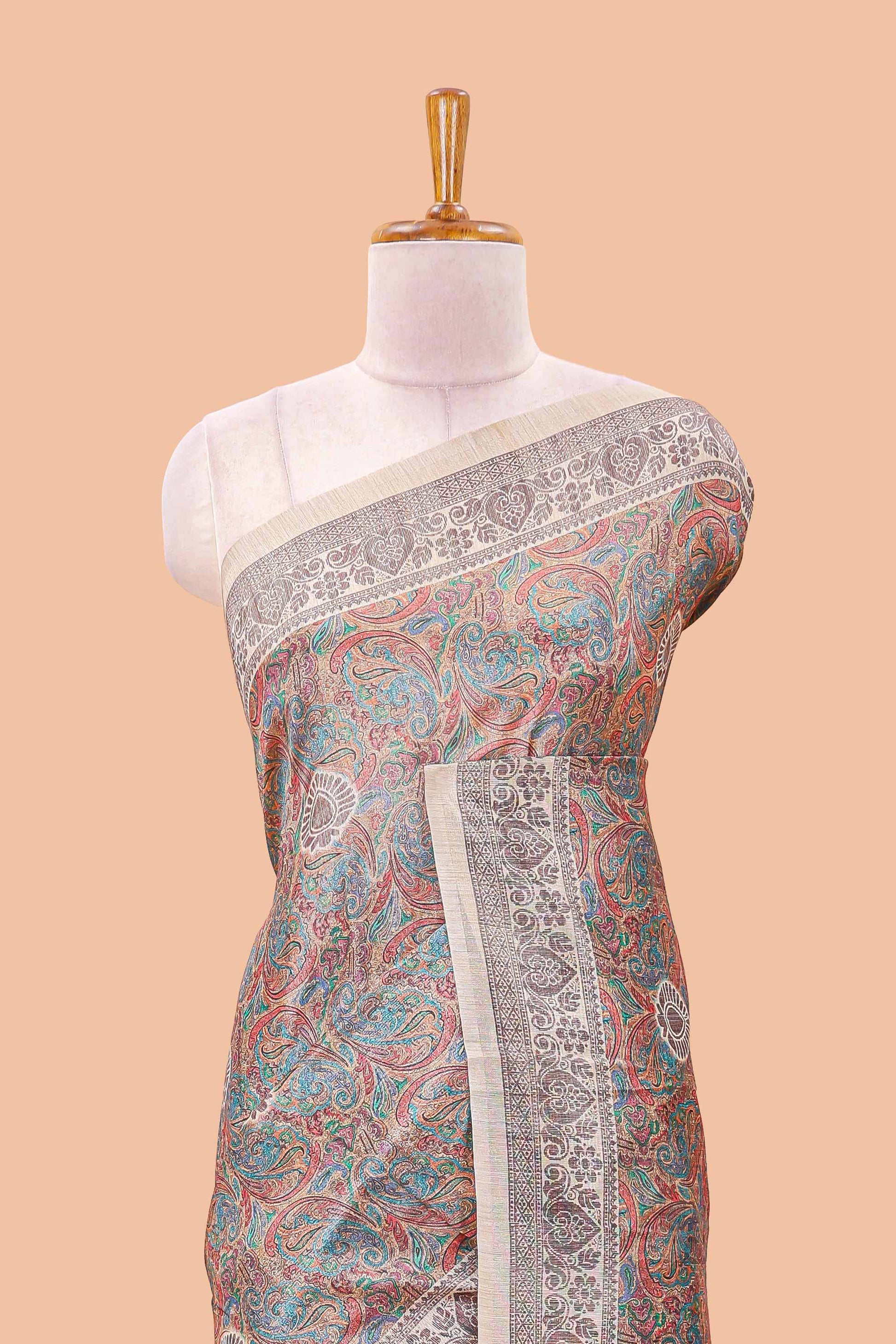 Multi color chanderi cotton saree with border
