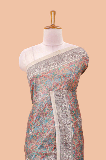 Multi color chanderi cotton saree with border
