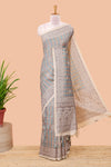 Multi color chanderi cotton saree with geometric jaal design