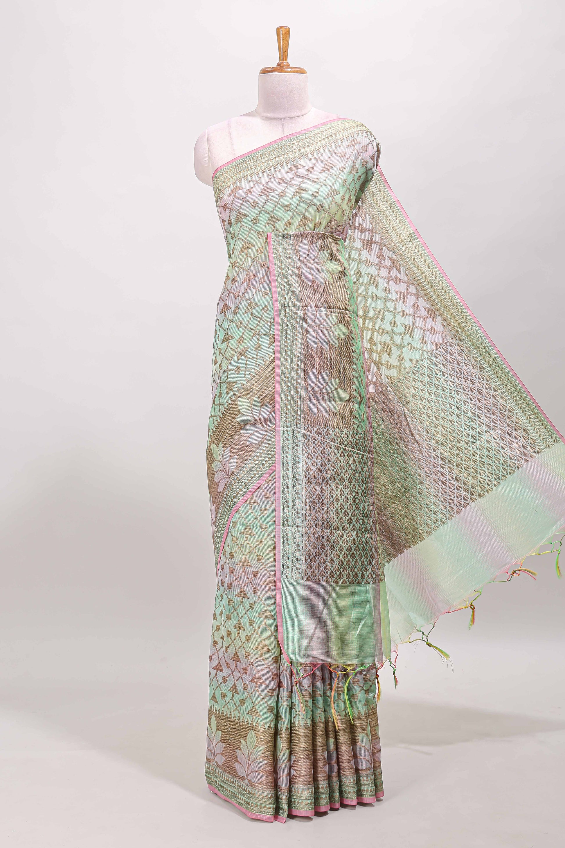 Multi color geometric pattern Kota cotton saree