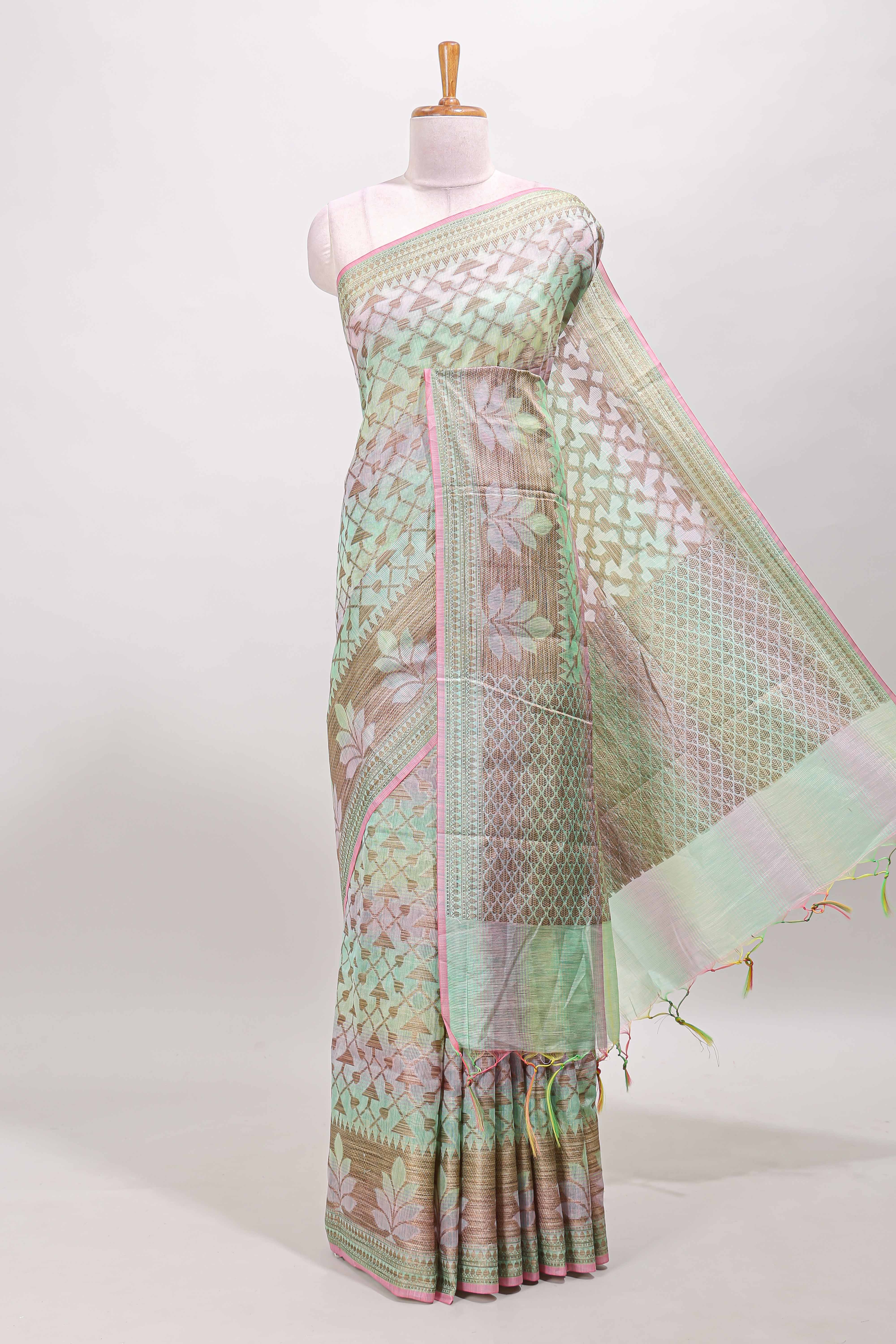 Multi color geometric pattern Kota cotton saree