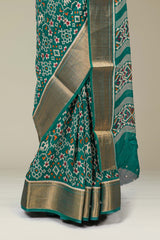 Multi color printed pallu silk saree
