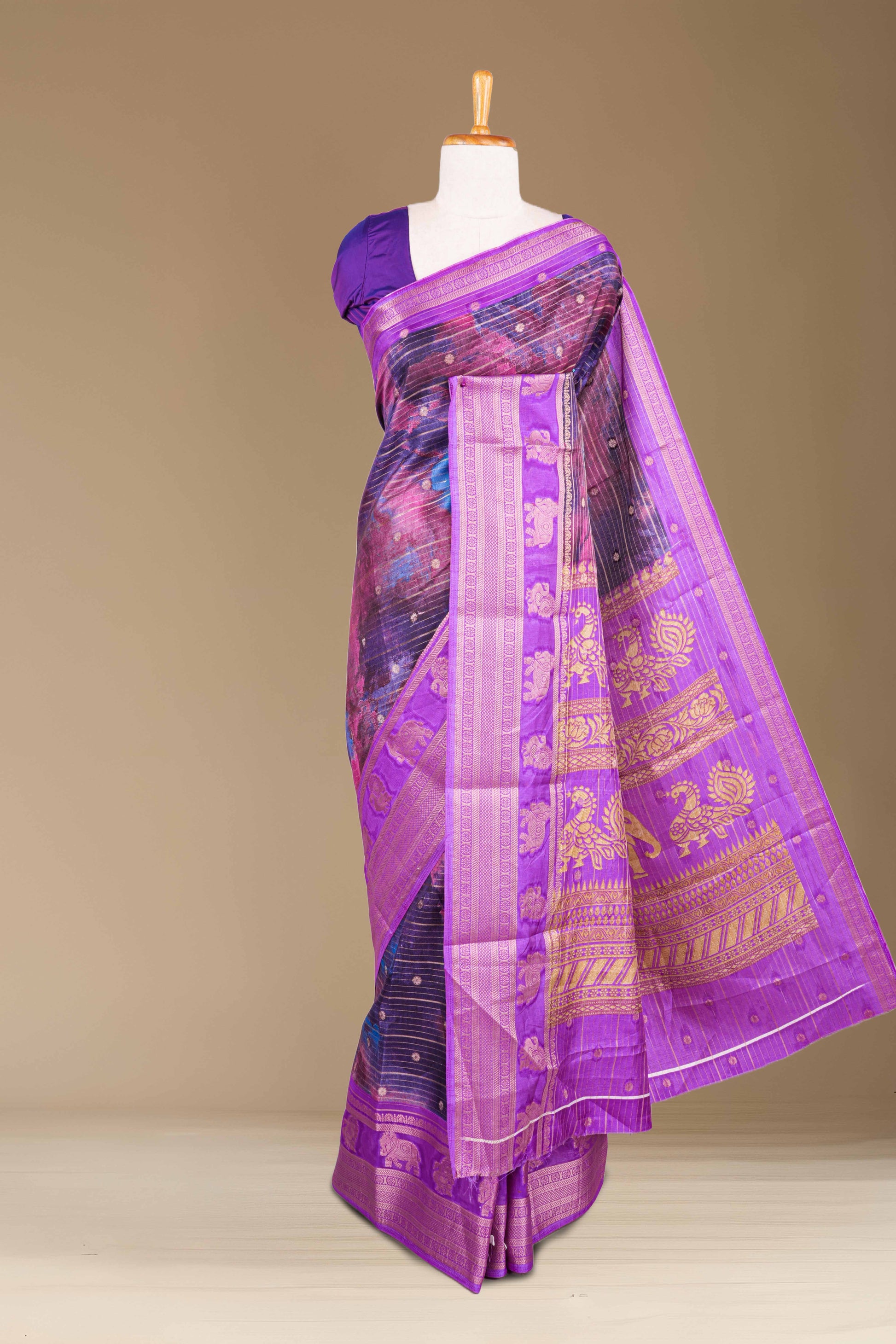 Multicolor banarasi dola silk saree