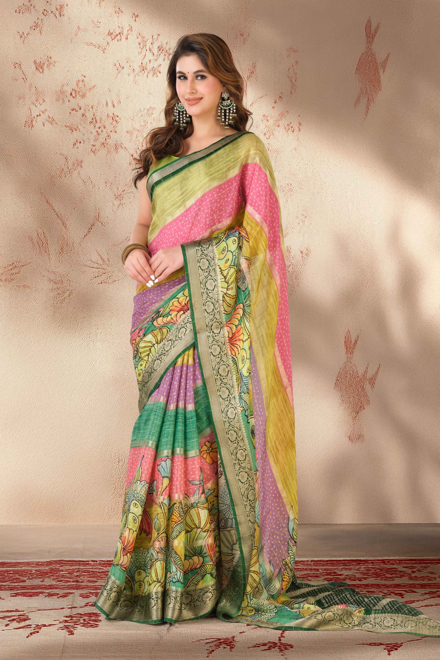 Multicolor banarasi traditional saree