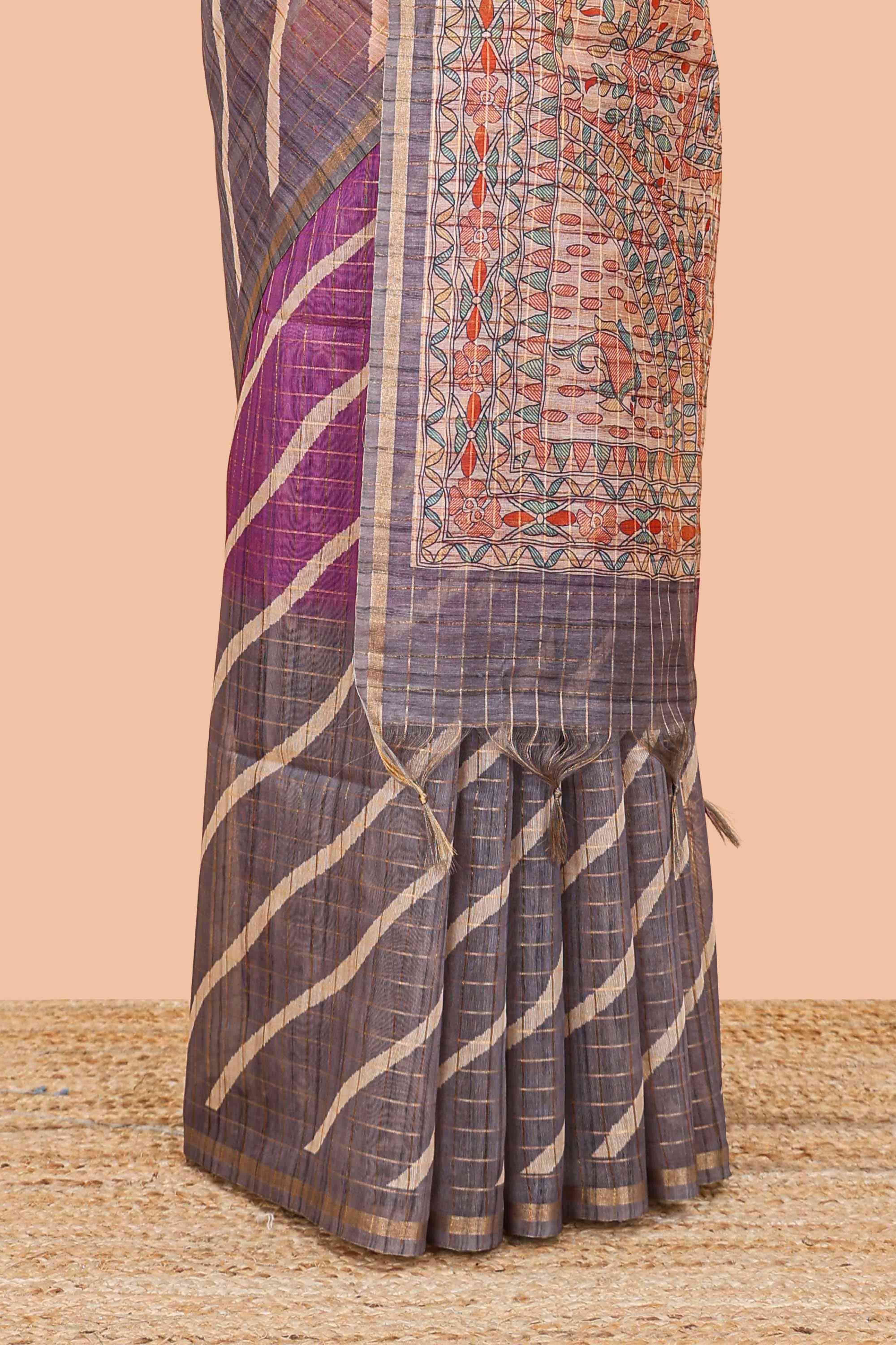 Multicolor chanderi cotton saree with border