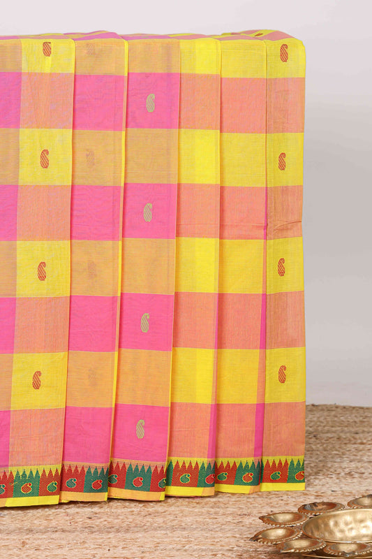 Multicolor checked butta chettinad saree