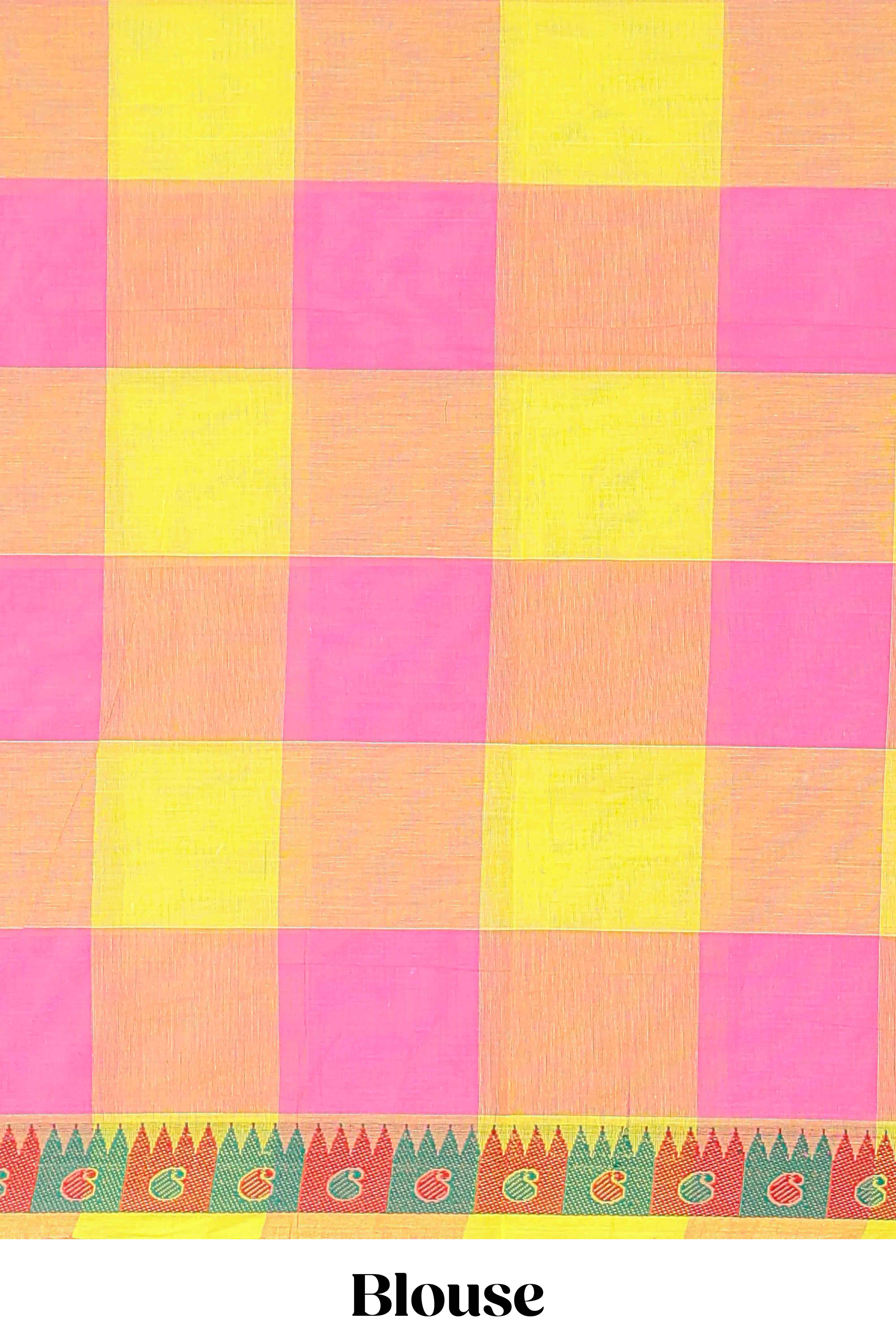 Multicolor chettinad cotton saree contrast border