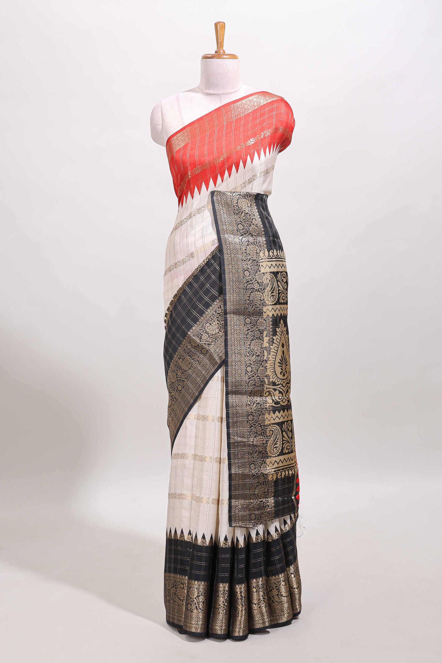 Multicolor dola silk check saree