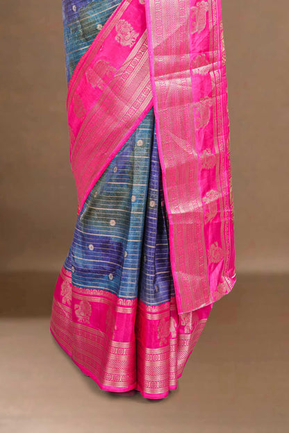 Multicolor dola silk saree for festival