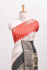 Multicolor dola silk zari border saree