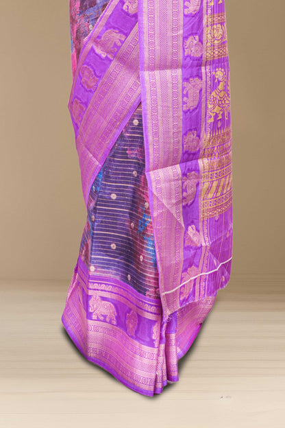 Multicolor dola silk zari stripe saree