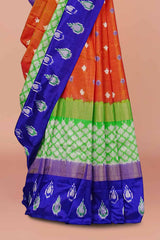 Multicolor peacock ikkat