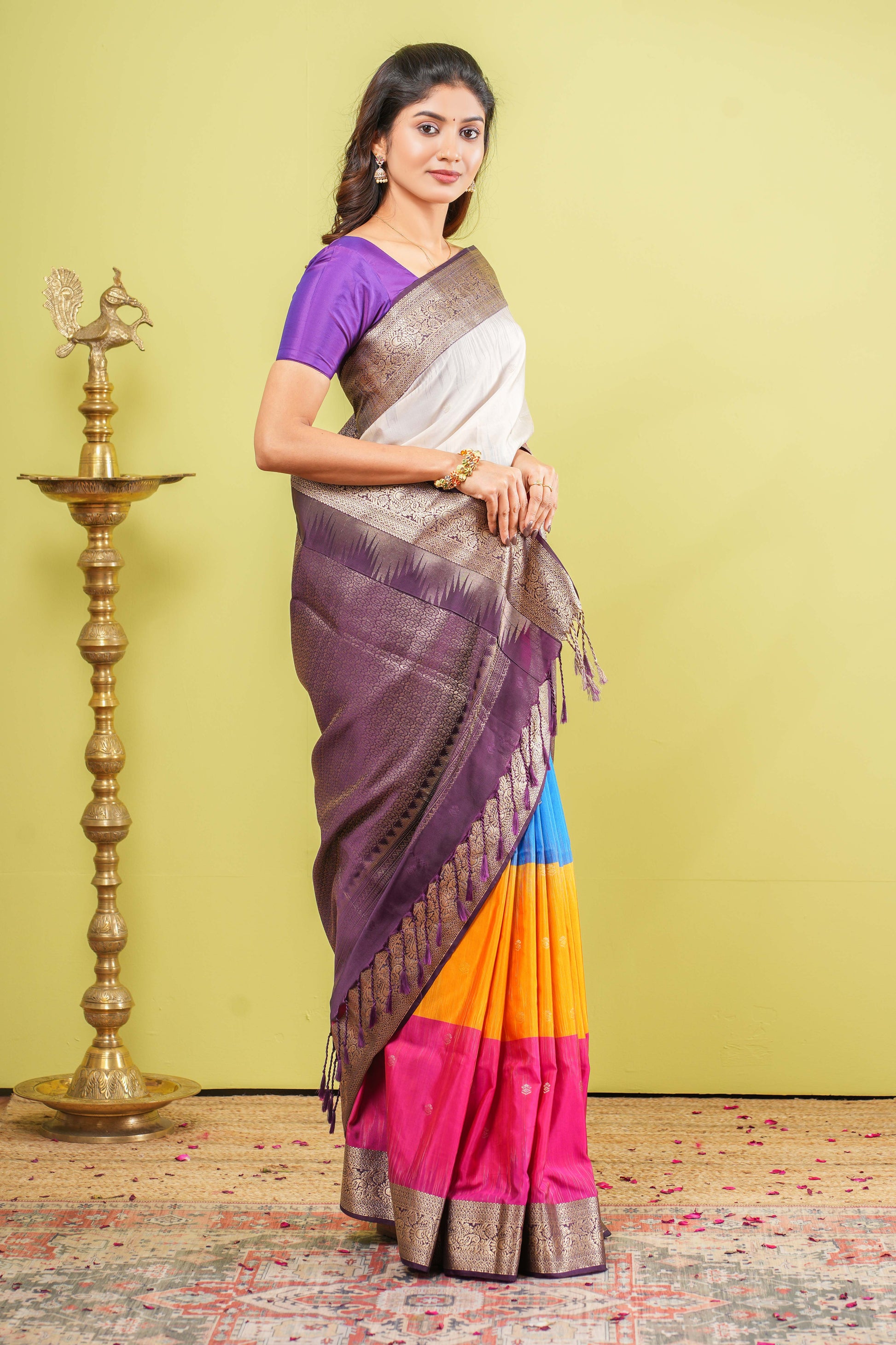Multicolor soft silk celebration saree