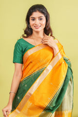 Multicolor soft silk coordinated blouse saree