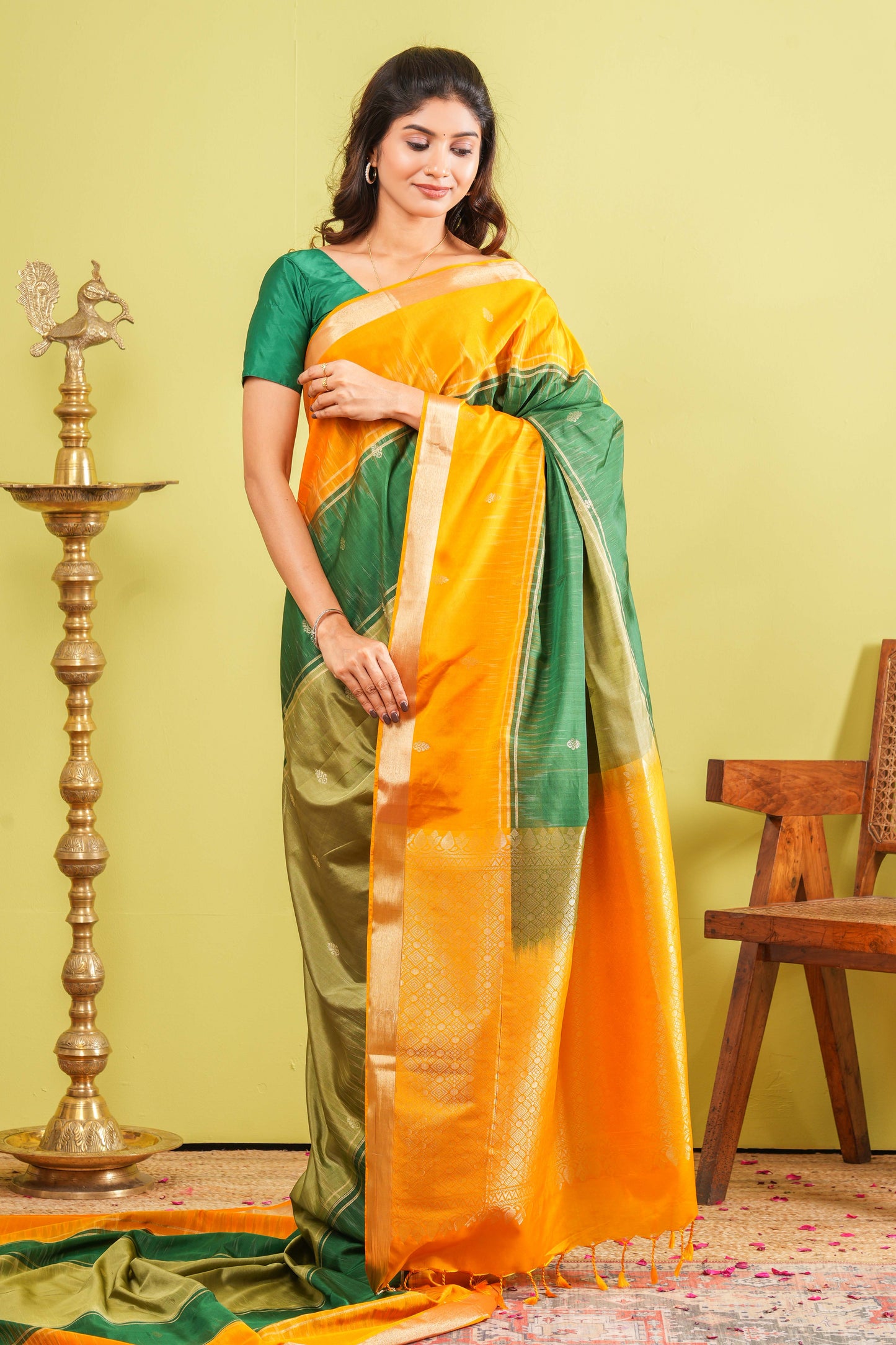 Multicolor soft silk elegant saree