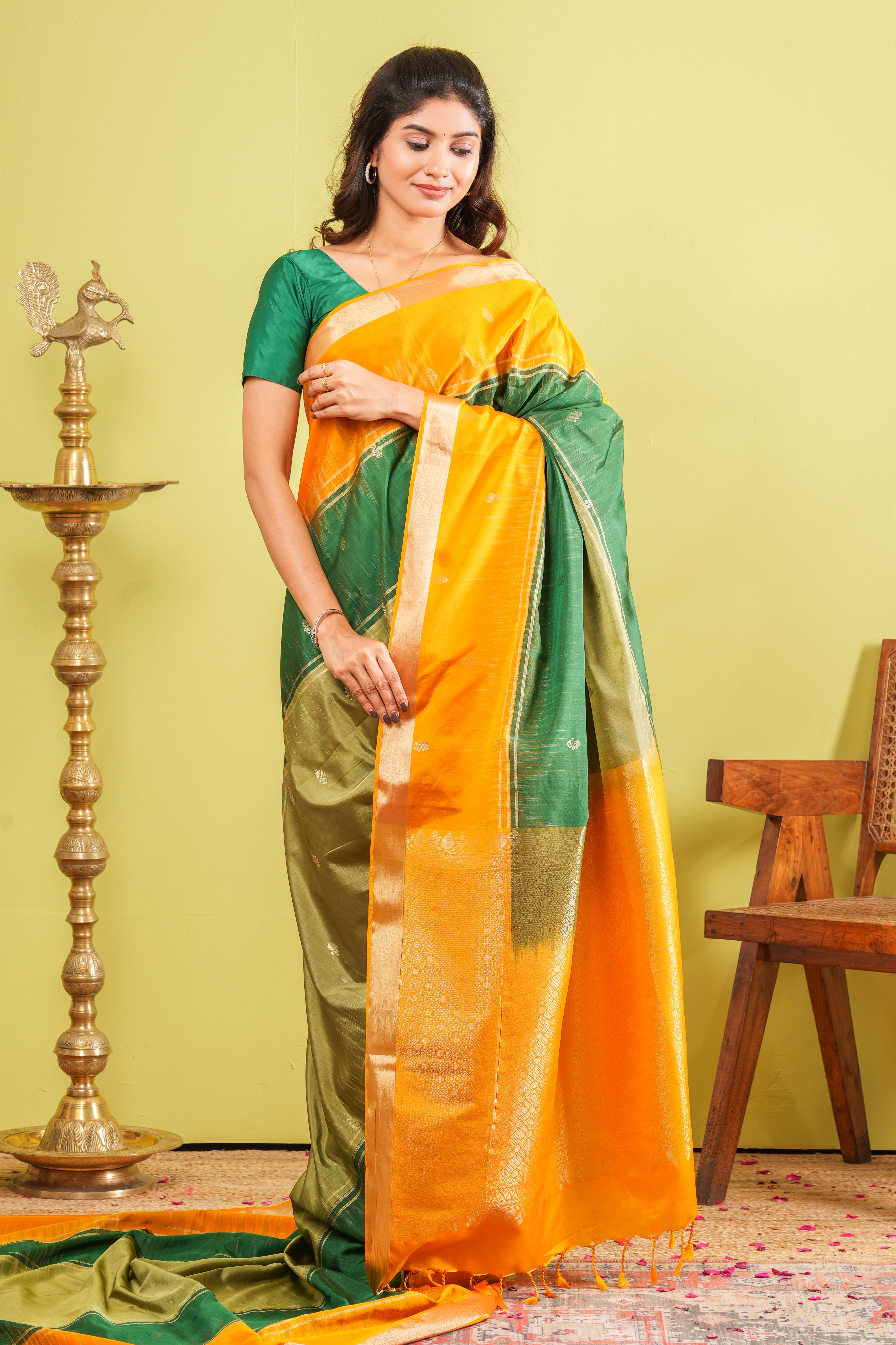 Multicolor soft silk elegant saree