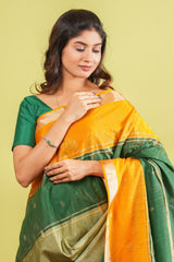 Multicolor soft silk gold pallu saree