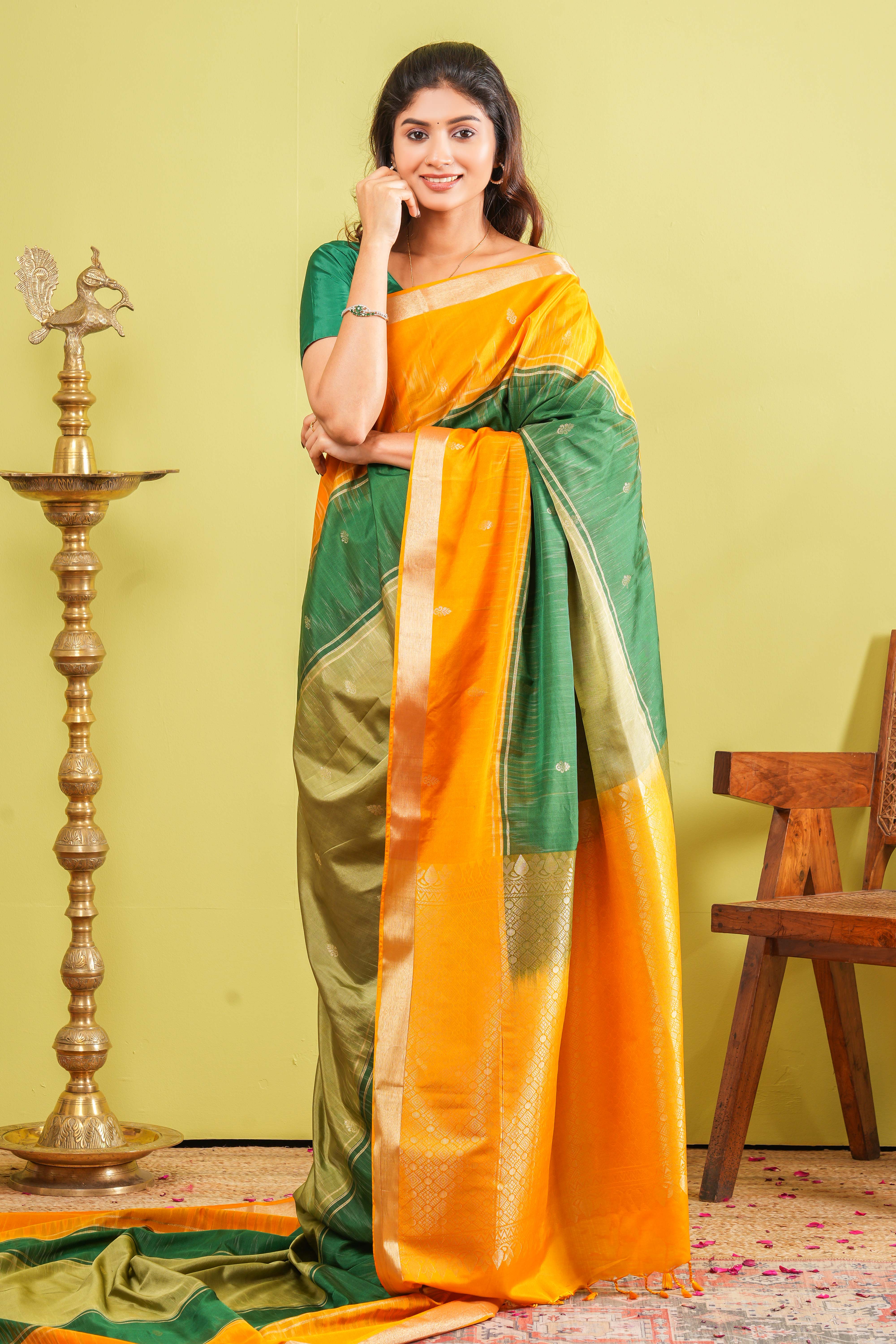Multicolor soft silk zari body saree
