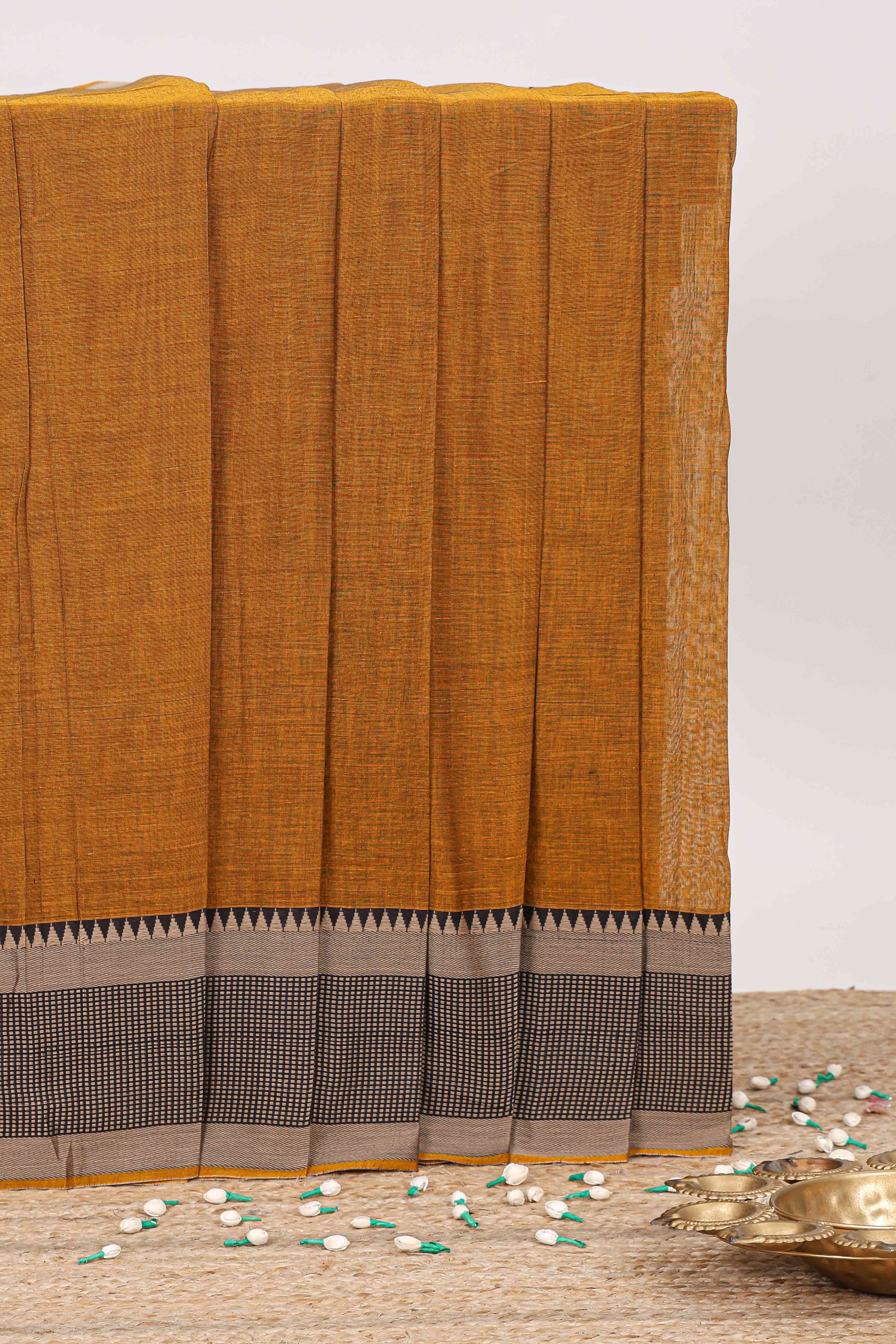 Mustard Narayanpet cotton saree
