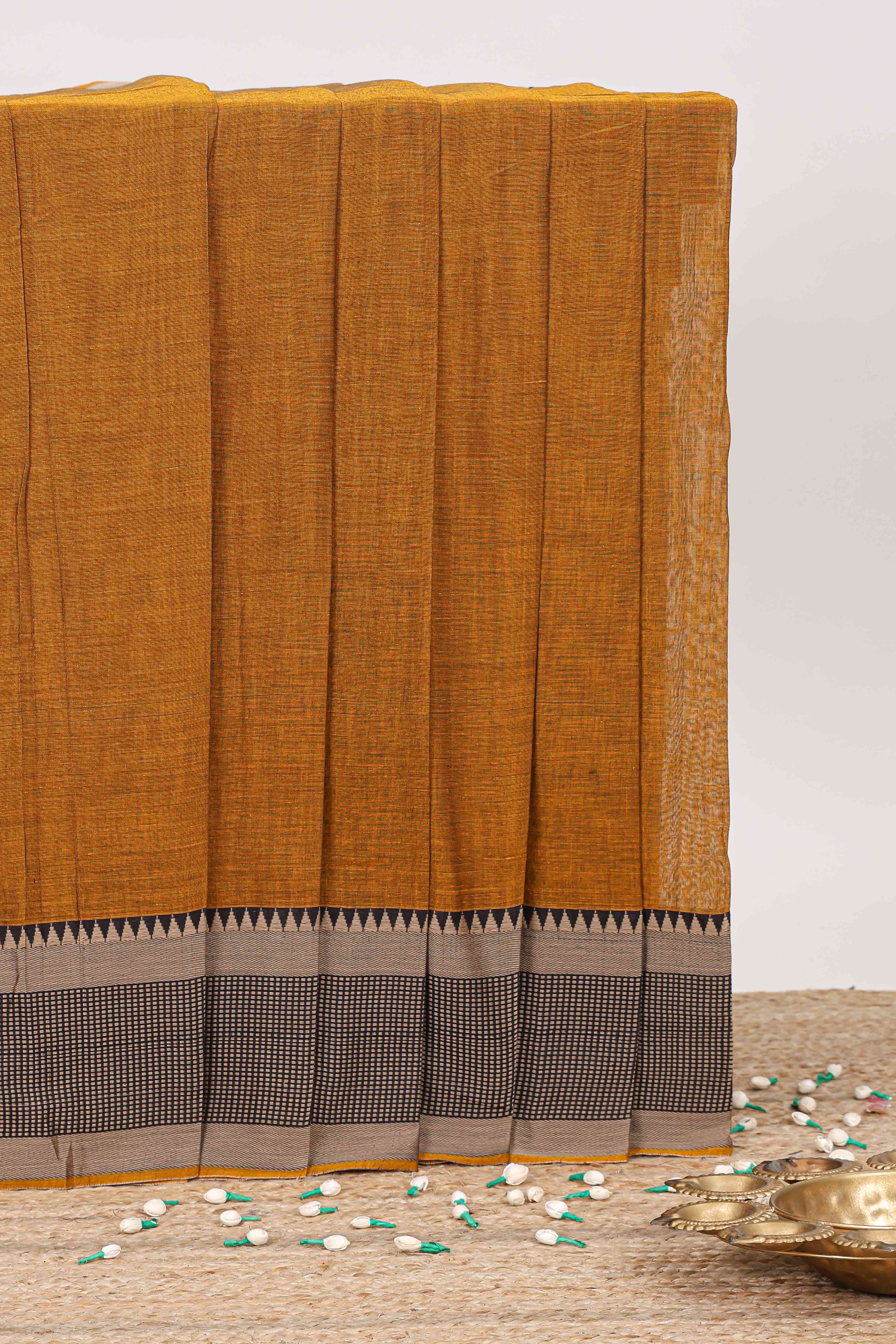 Mustard Narayanpet cotton saree
