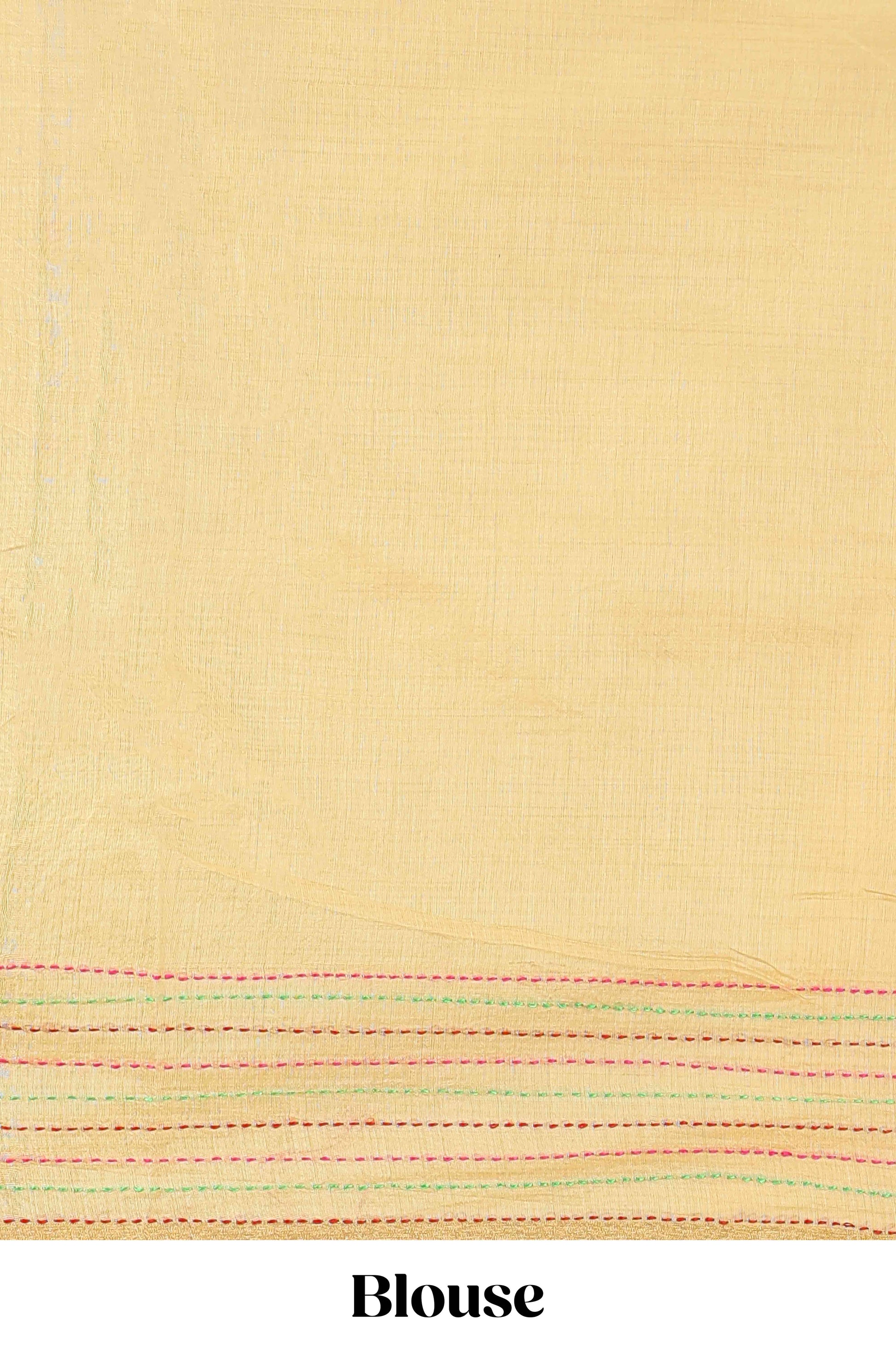 Mustard chanderi saree hand embroidered