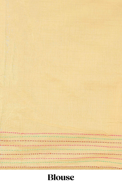 Mustard chanderi saree hand embroidered