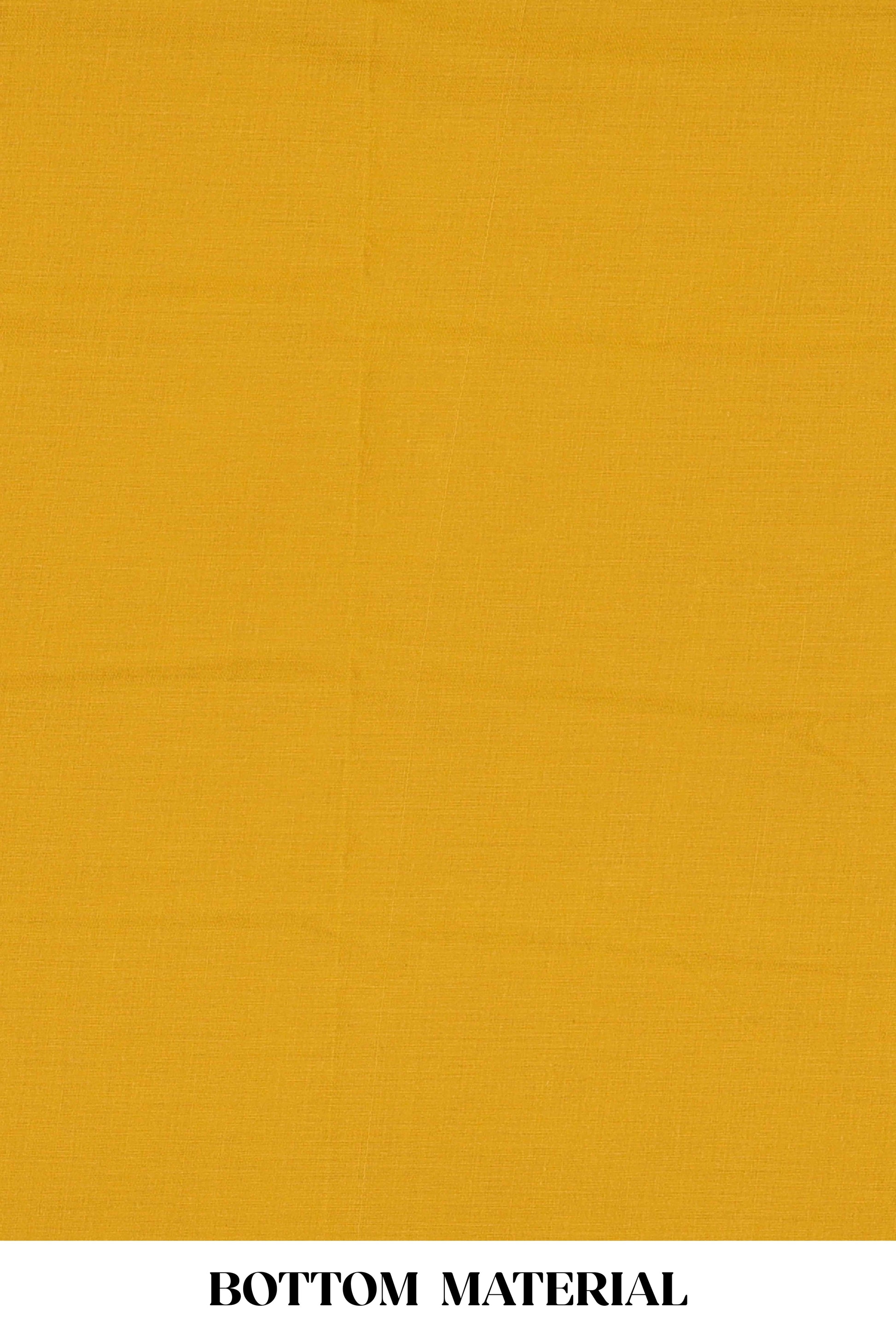 Mustard cotton silk thread work suit