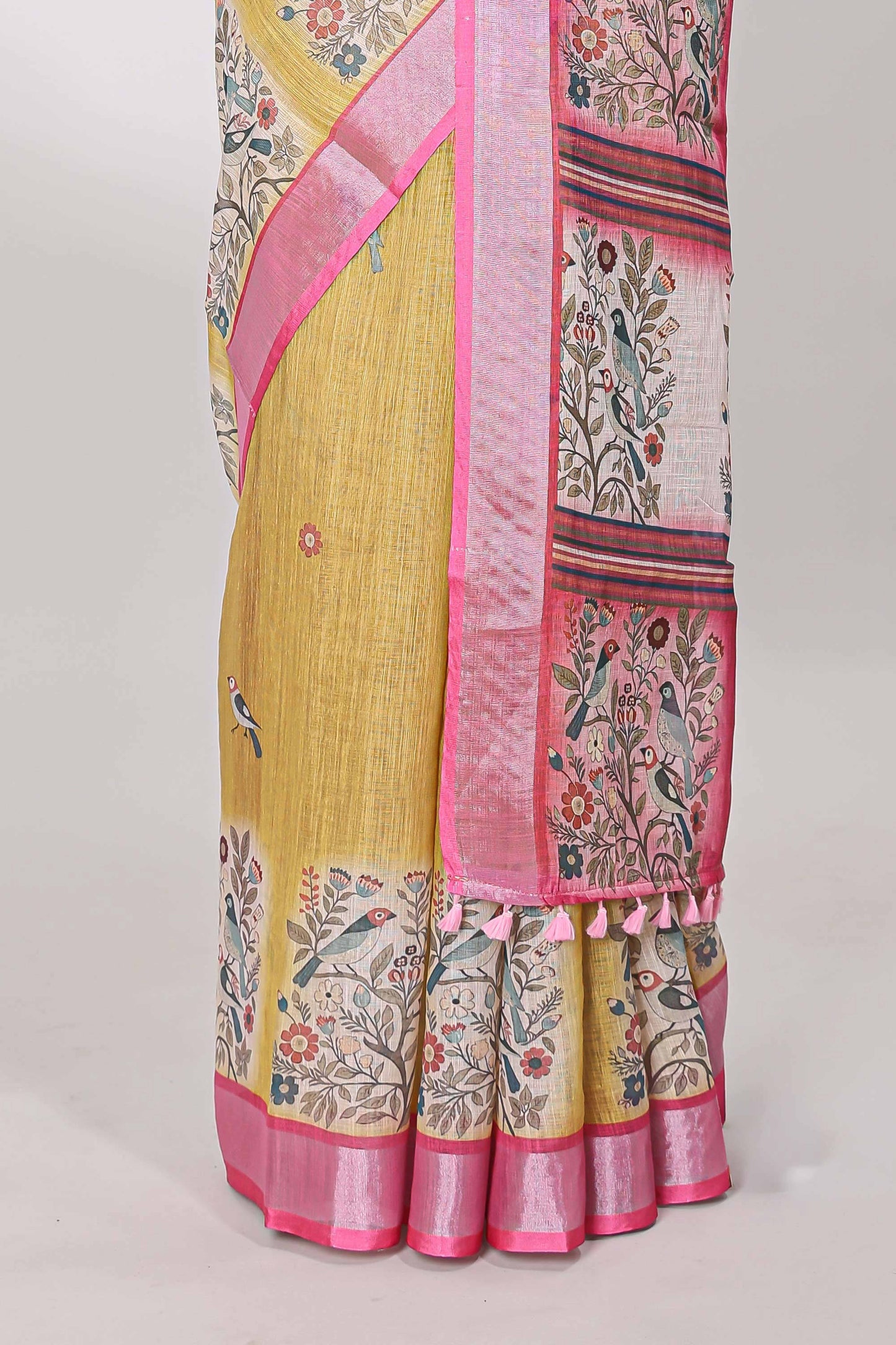 Mustard festive woven saree