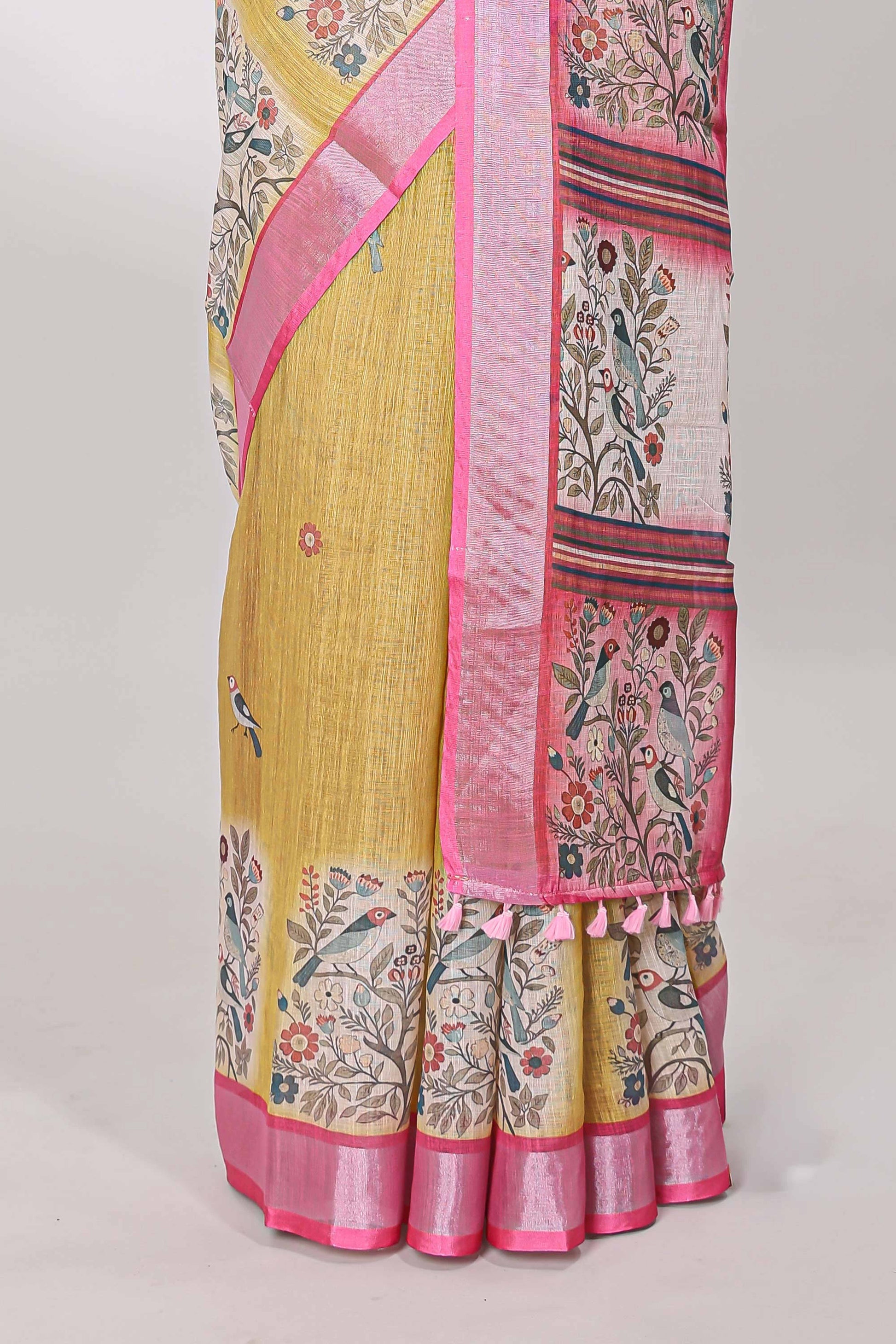 Mustard festive woven saree