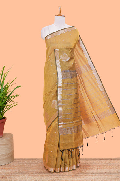 Mustard mushru silk weave 