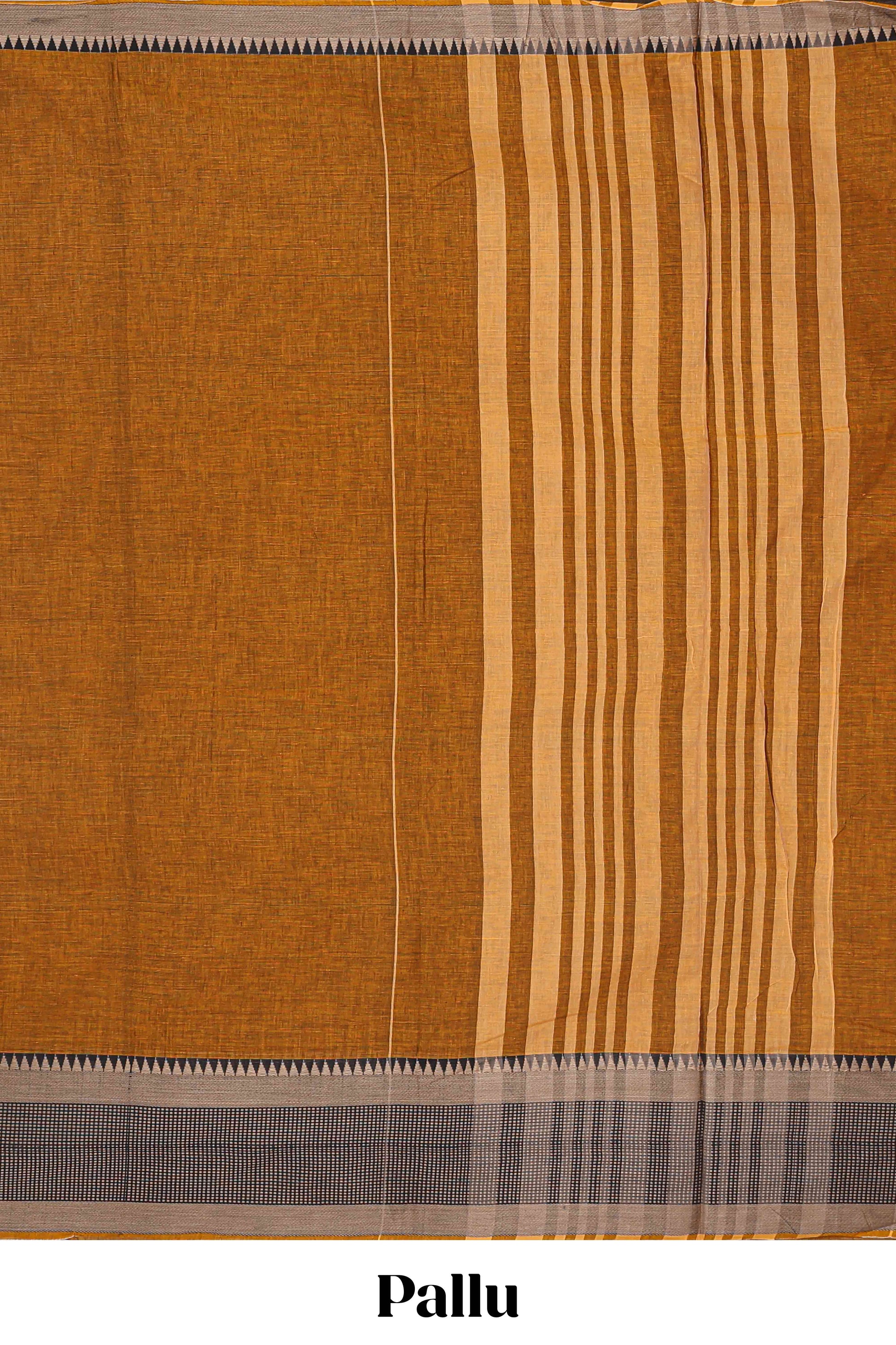 Mustard striped pallu saree
