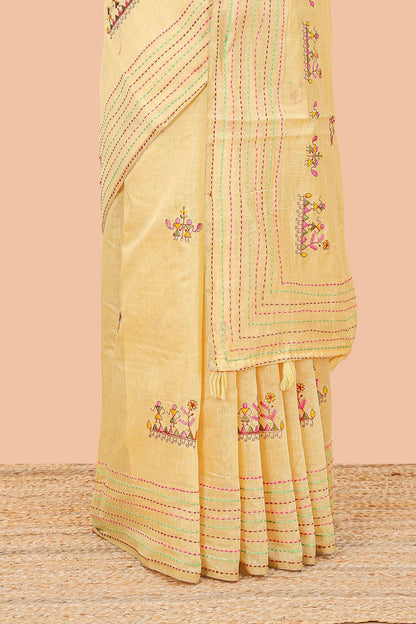 Mustard traditional chanderi saree